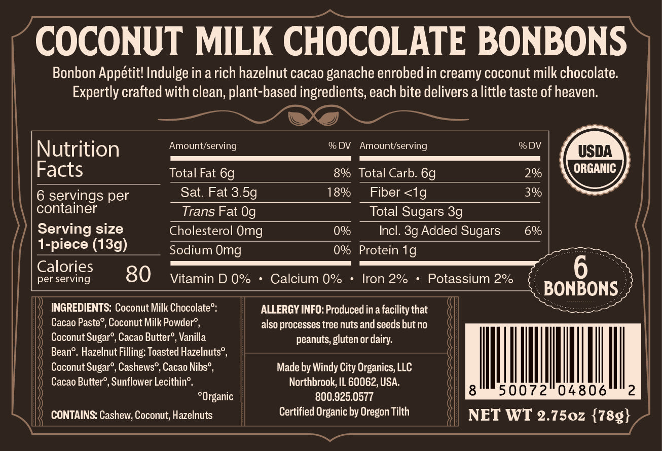 Rawmio Coconut Milk Chocolate Bonbons, 6ea